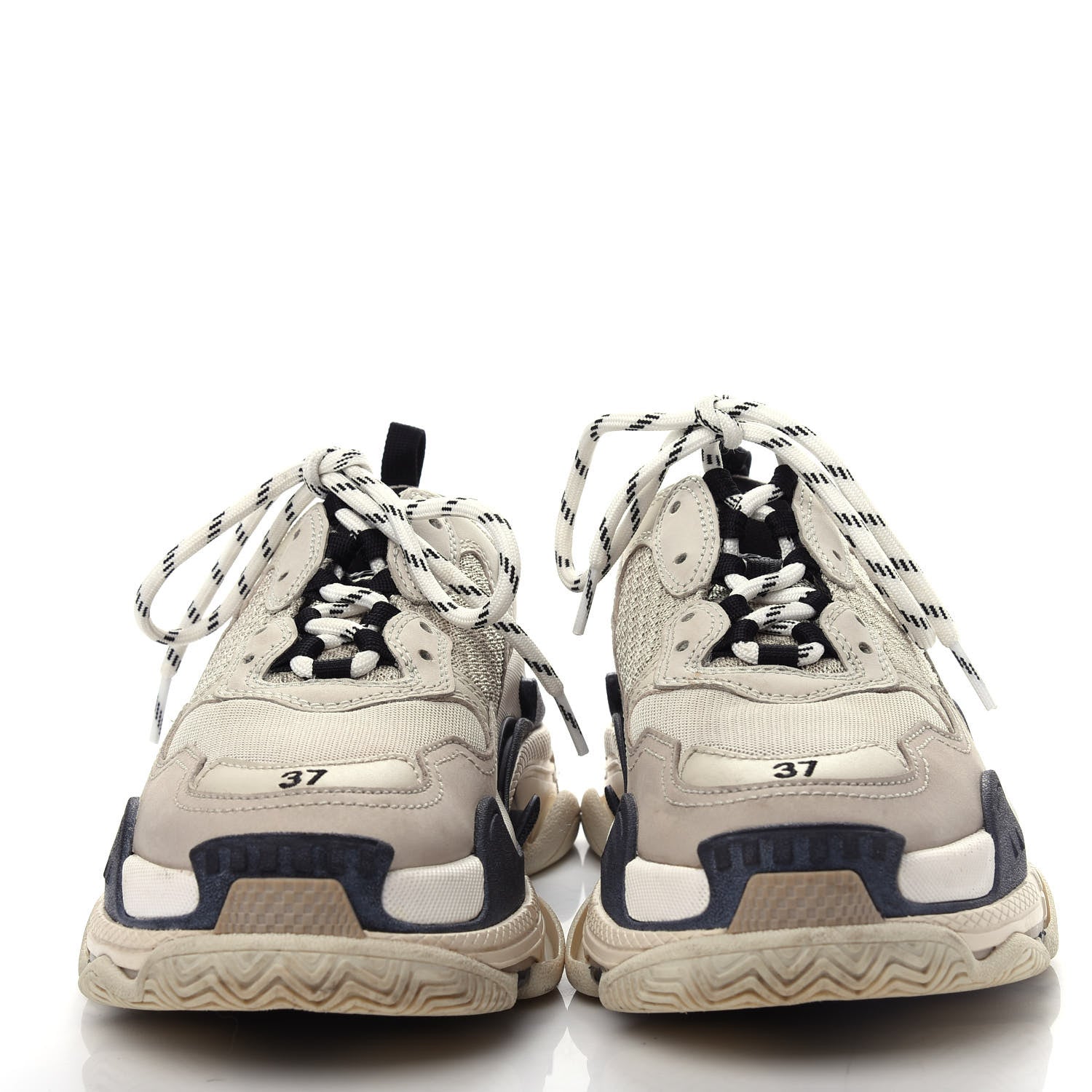 Balenciaga Fabric Mesh Womens Triple S Sneakers 37 Beige Black 5 of 10