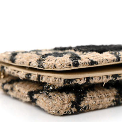 Chanel Tweed Shearling Quilted Chanel Wallet On Chain WOC and Coin Purse Beige Black 11 of 14