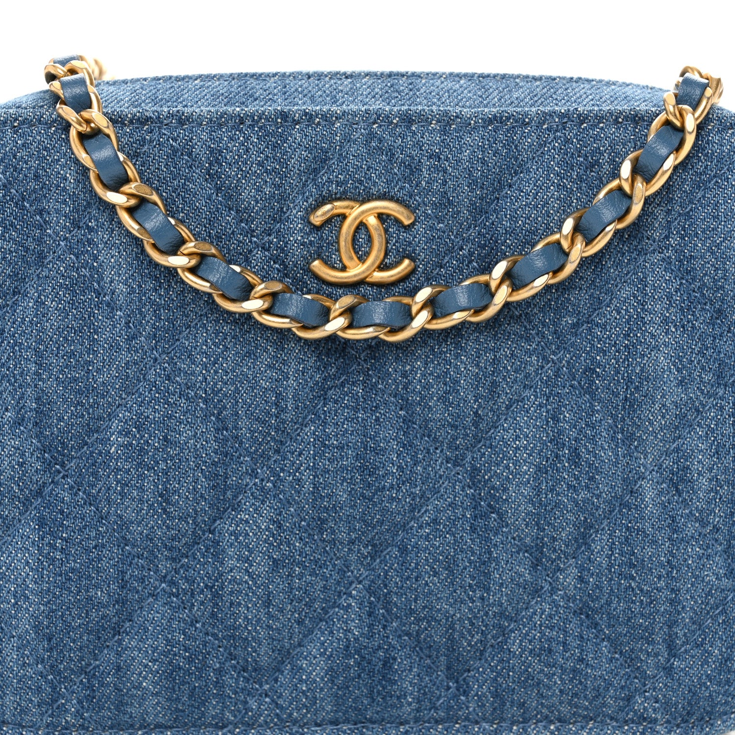 Chanel Denim Quilted CC Pearl Crush Camera Case Blue 8 of 11