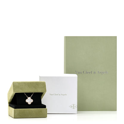 Van Cleef & Arpels 18K Yellow Gold Mother of Pearl Vintage Alhambra Pendant Necklace 6 of 6