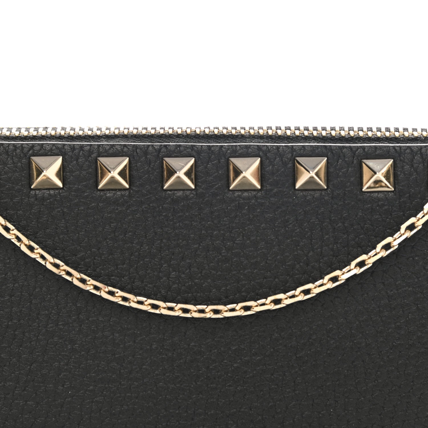 Valentino Garavani Pebbled Calfskin Rockstud Chain Pouch Shoulder Bag Black 8 of 10