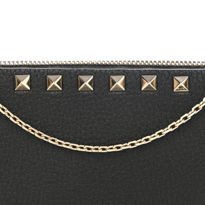 Valentino Garavani Pebbled Calfskin Rockstud Chain Pouch Shoulder Bag Black 8 of 10