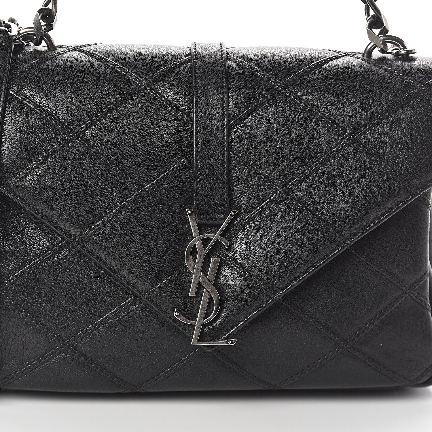 Saint Laurent Calfskin Matelasse Diamond Quilted Monogram Medium College Bag Black 6 of 8