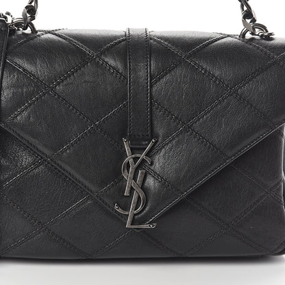 Saint Laurent Calfskin Matelasse Diamond Quilted Monogram Medium College Bag Black 6 of 8