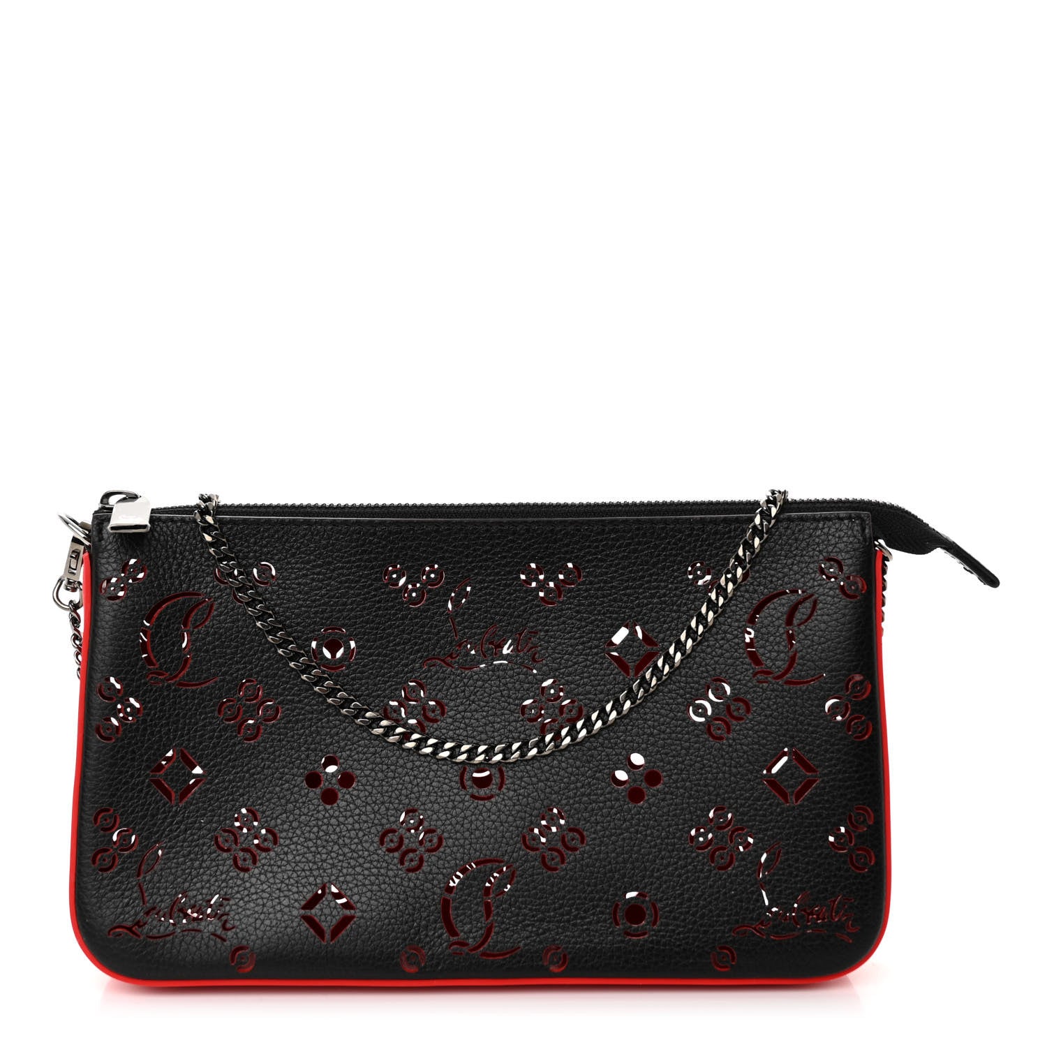 Christian Louboutin Calfskin Loubinthesky Perforated Shoulder Bag Black 1 of 8
