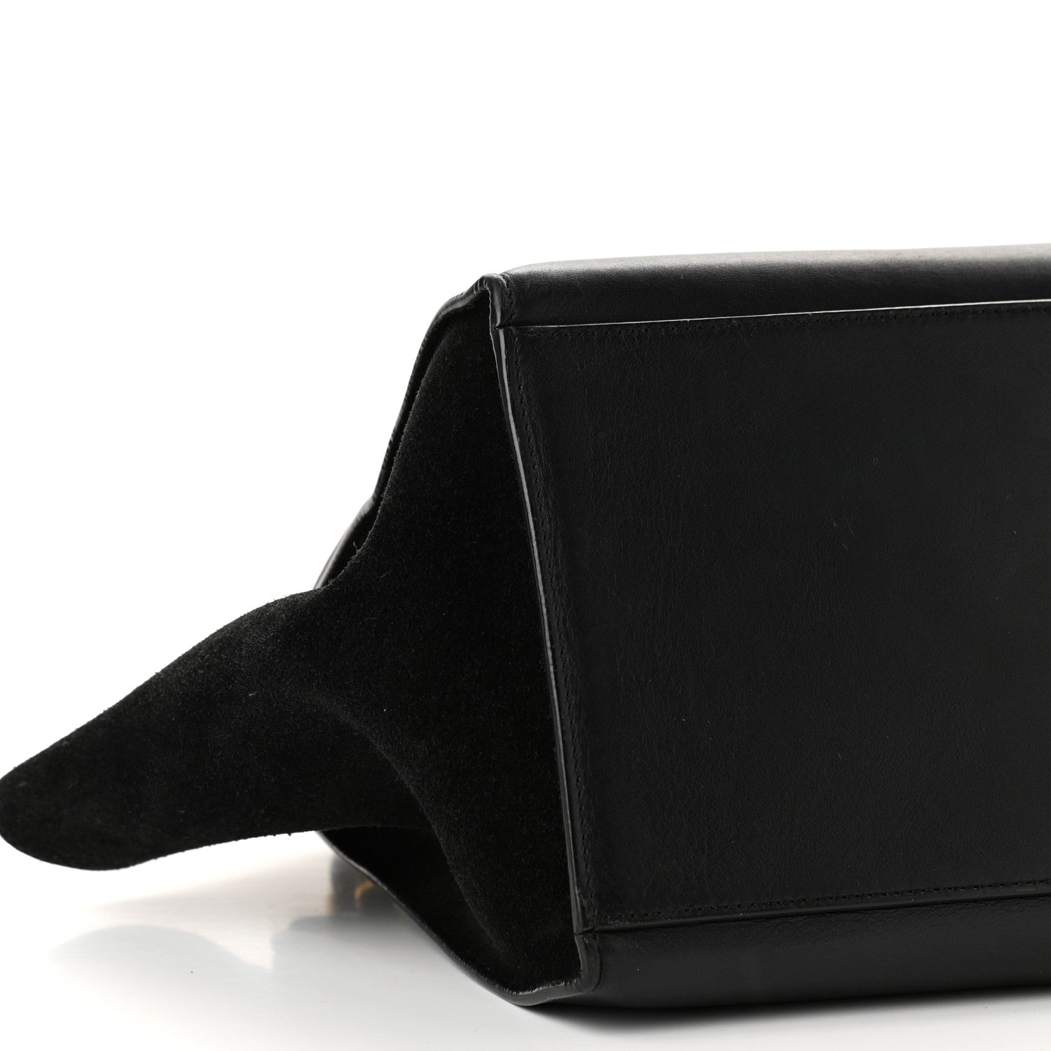 Celine Crocodile Embossed Calfskin Suede Medium Trapeze Black 7 of 9