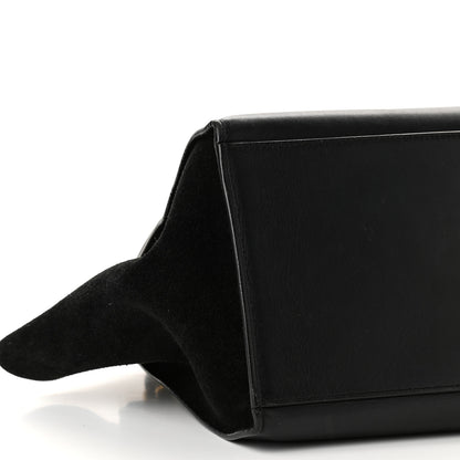 Celine Crocodile Embossed Calfskin Suede Medium Trapeze Black 7 of 9