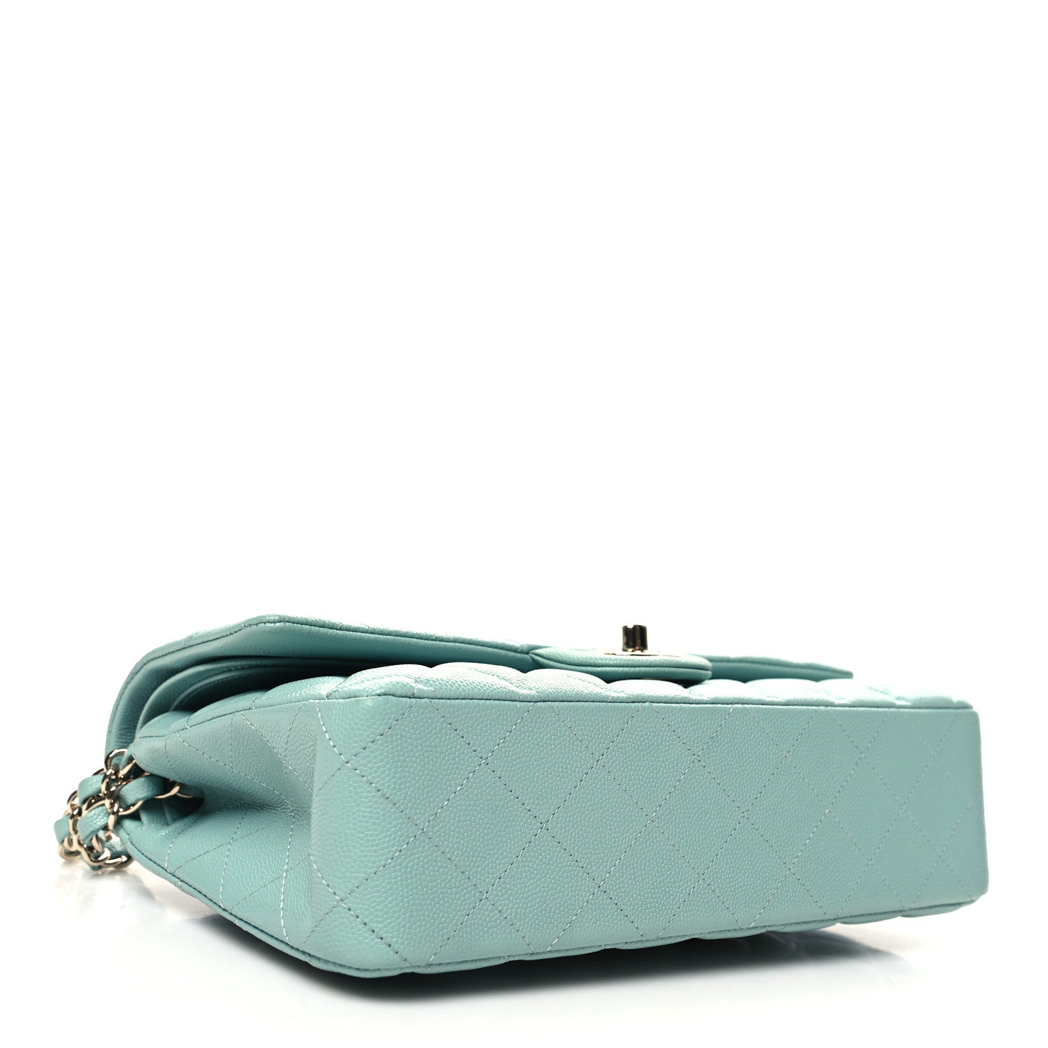 Chanel Caviar Quilted Medium Double Flap Light Blue 4 of 11