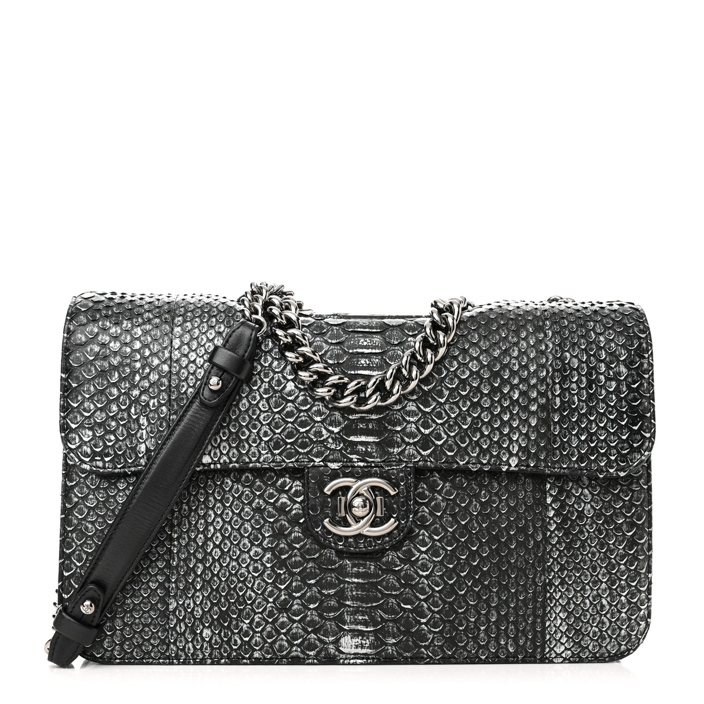 Snakeskin Large Perfect Edge Flap Silver