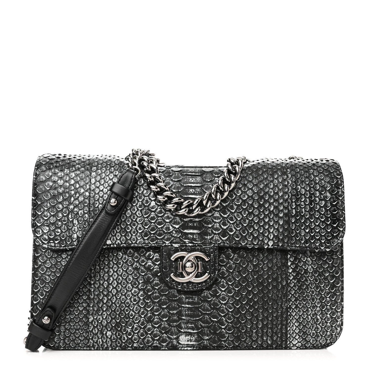 Chanel Snakeskin Large Perfect Edge Flap Silver 1 of 10