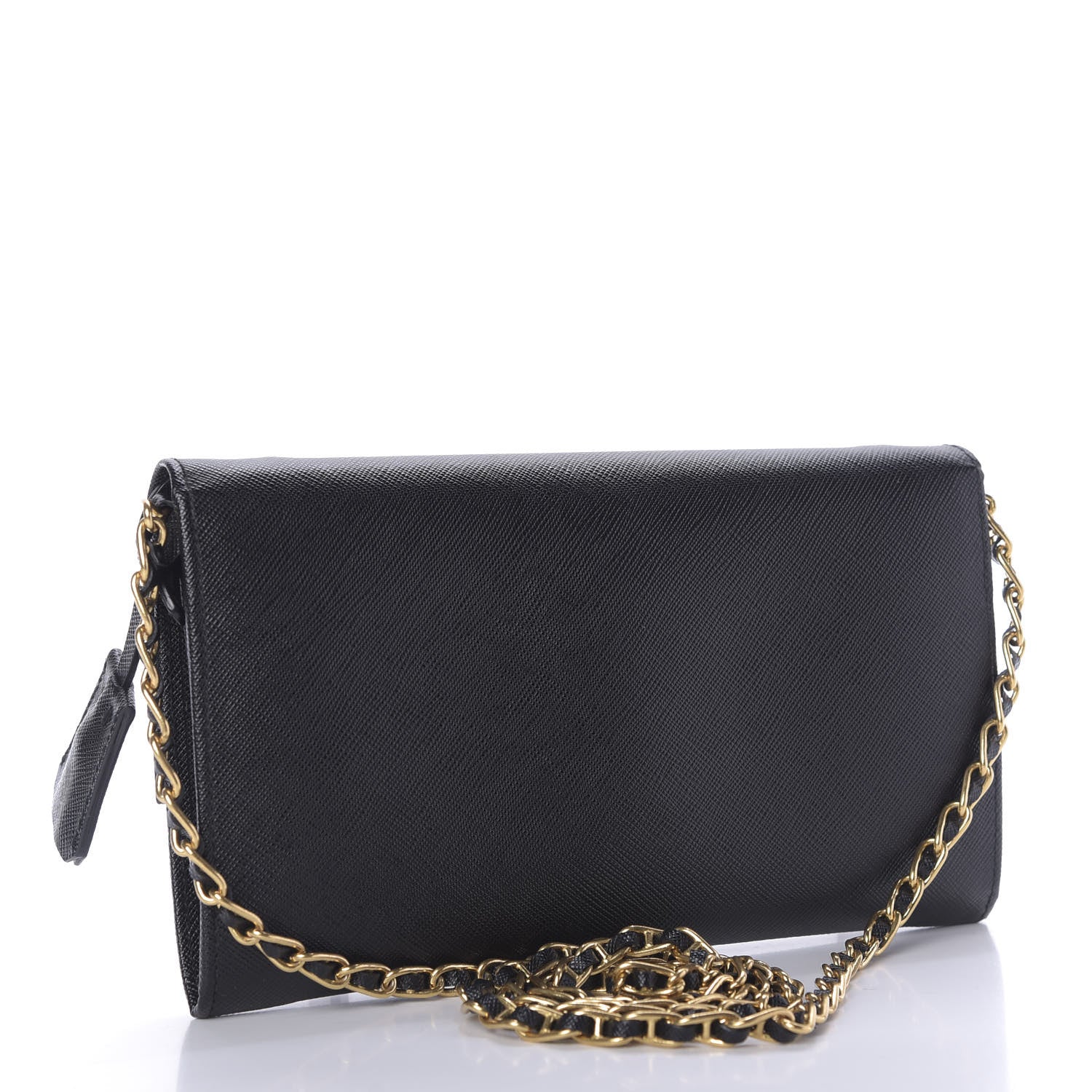 Prada Saffiano Lux Sound Wallet On Chain Black 2 of 7