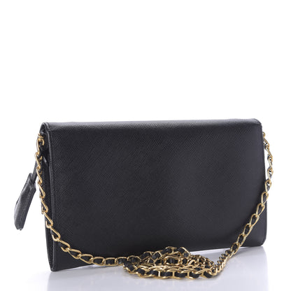 Prada Saffiano Lux Sound Wallet On Chain Black 2 of 7