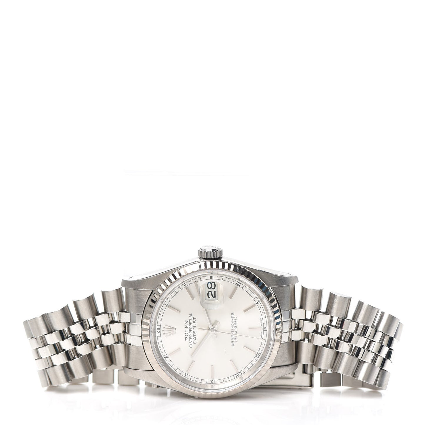 Stainless Steel 18K White Gold 36mm Oyster Perpetual Datejust Watch Silver 16234