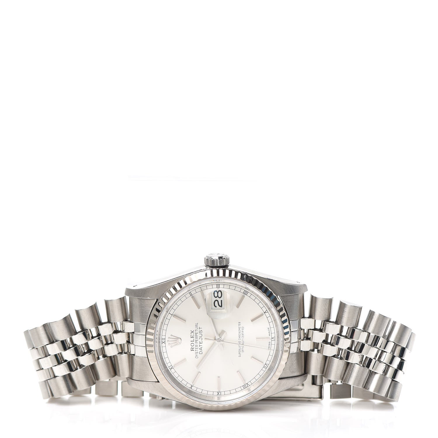 Rolex Stainless Steel 18K White Gold 36mm Oyster Perpetual Datejust Watch Silver 16234 2 of 5