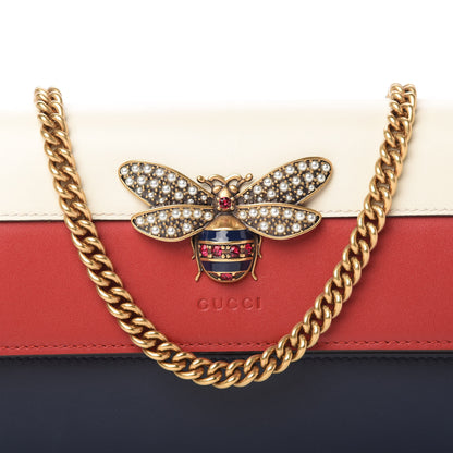 Gucci Calfskin Queen Margaret Chain Wallet Blue Agata Hibiscus Red Mystic White 9 of 11
