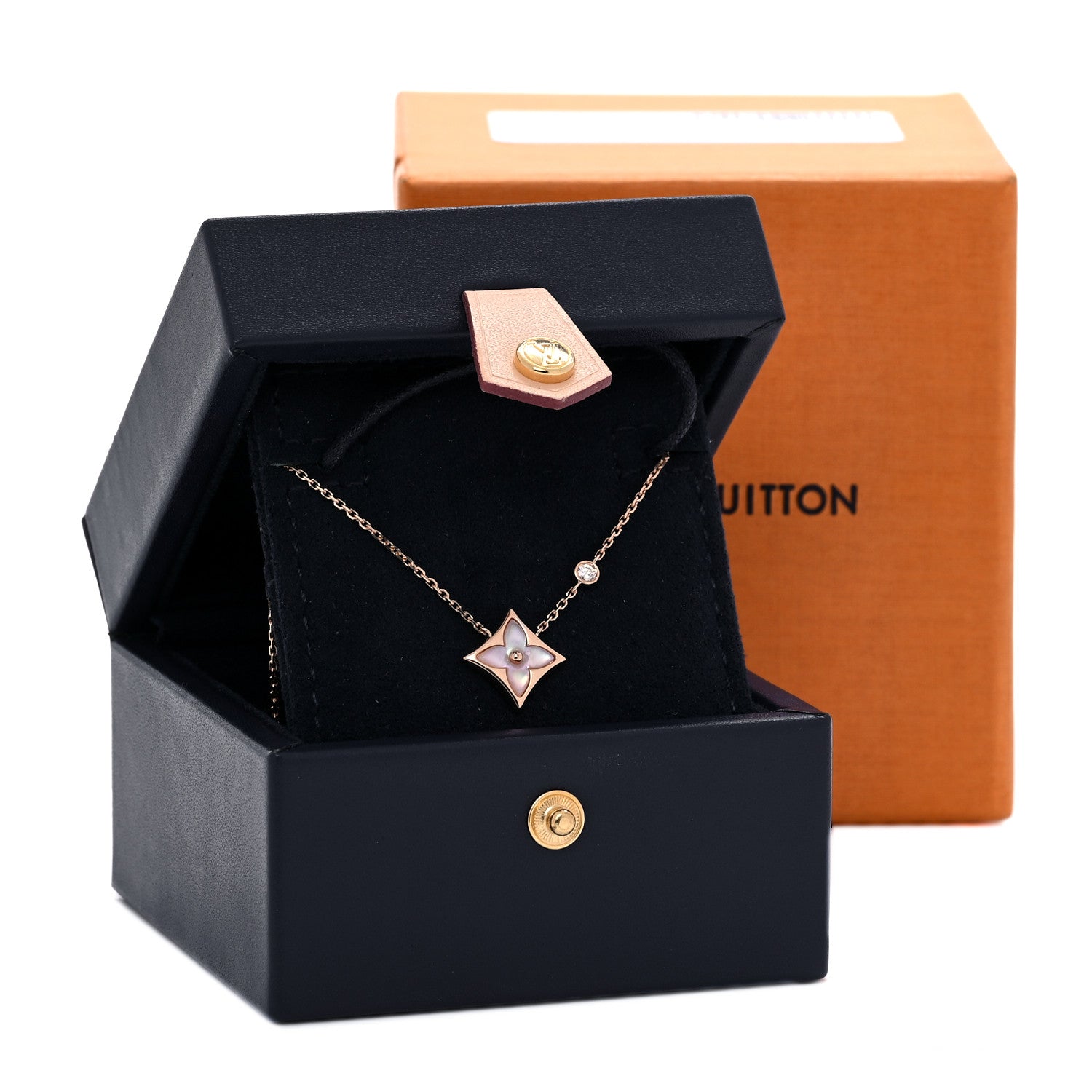 Louis Vuitton 18K Pink Gold Diamond Pink Mother of Pearl Color Blossom BB Star Pendant Necklace 6 of 6