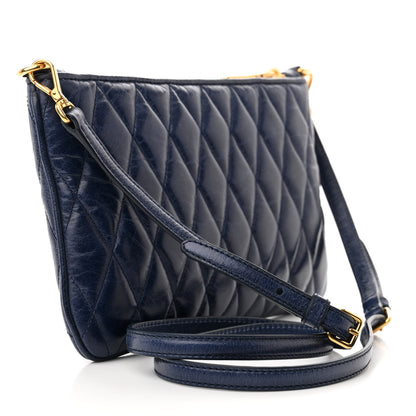 Miu Miu Vitello Shine Trapu Zip Crossbody Bag Navy 3 of 10