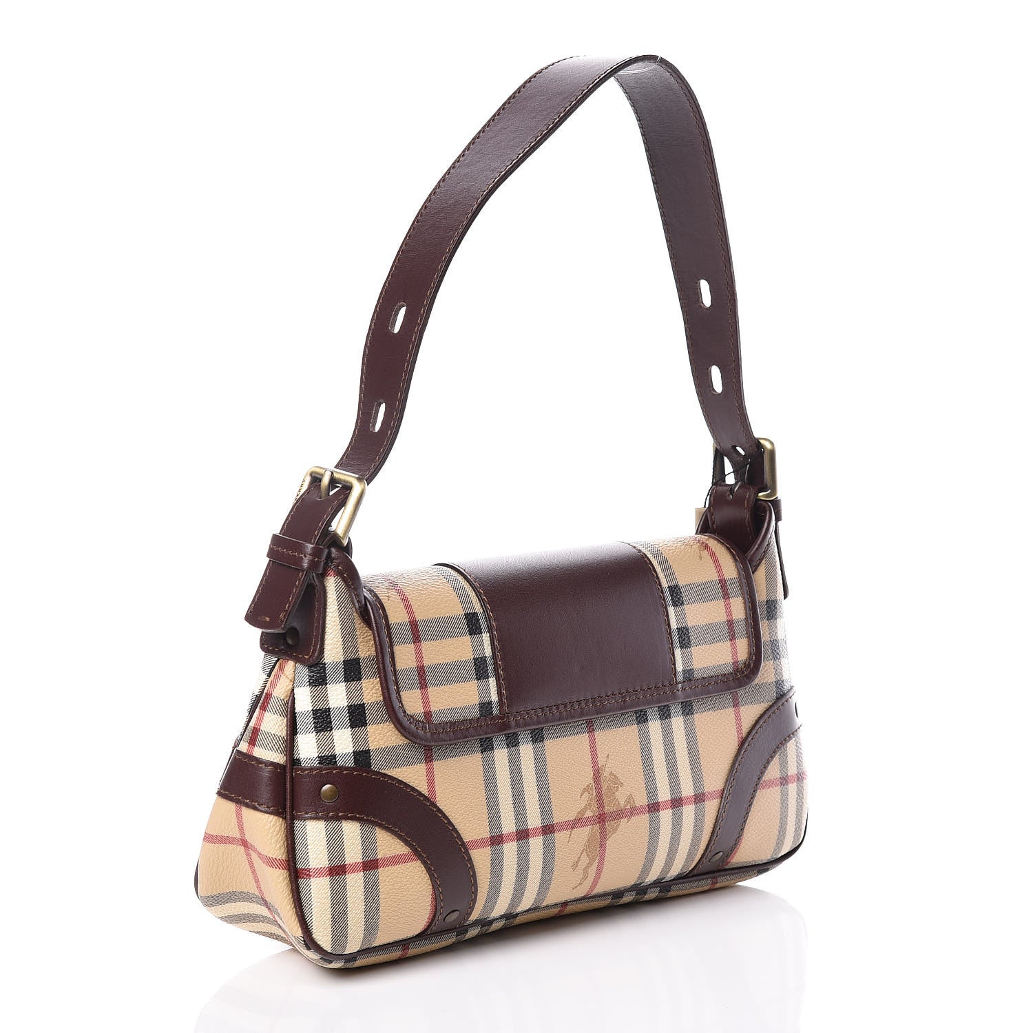 Burberry Haymarket Check Buckle Satchel Brown 3 of 11
