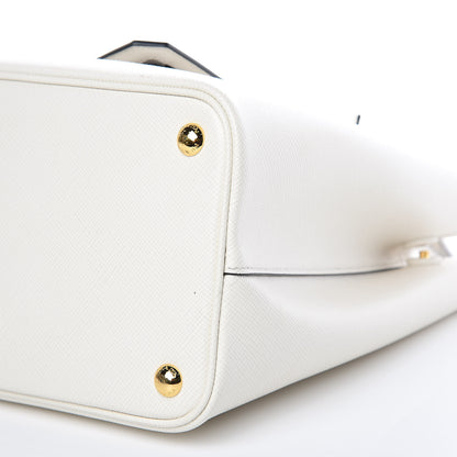 Prada Saffiano Cuir Small Double Bag White Black 11 of 15
