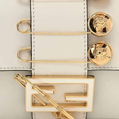 Fendi X VERSACE Vitello Seta Fendace Mini Brooch Baguette White Ice 8 of 11