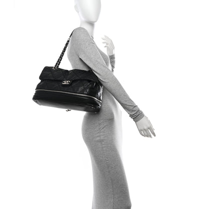 Chanel Calfskin Stitched Large Expandable Flap Bag Black 2 of 14