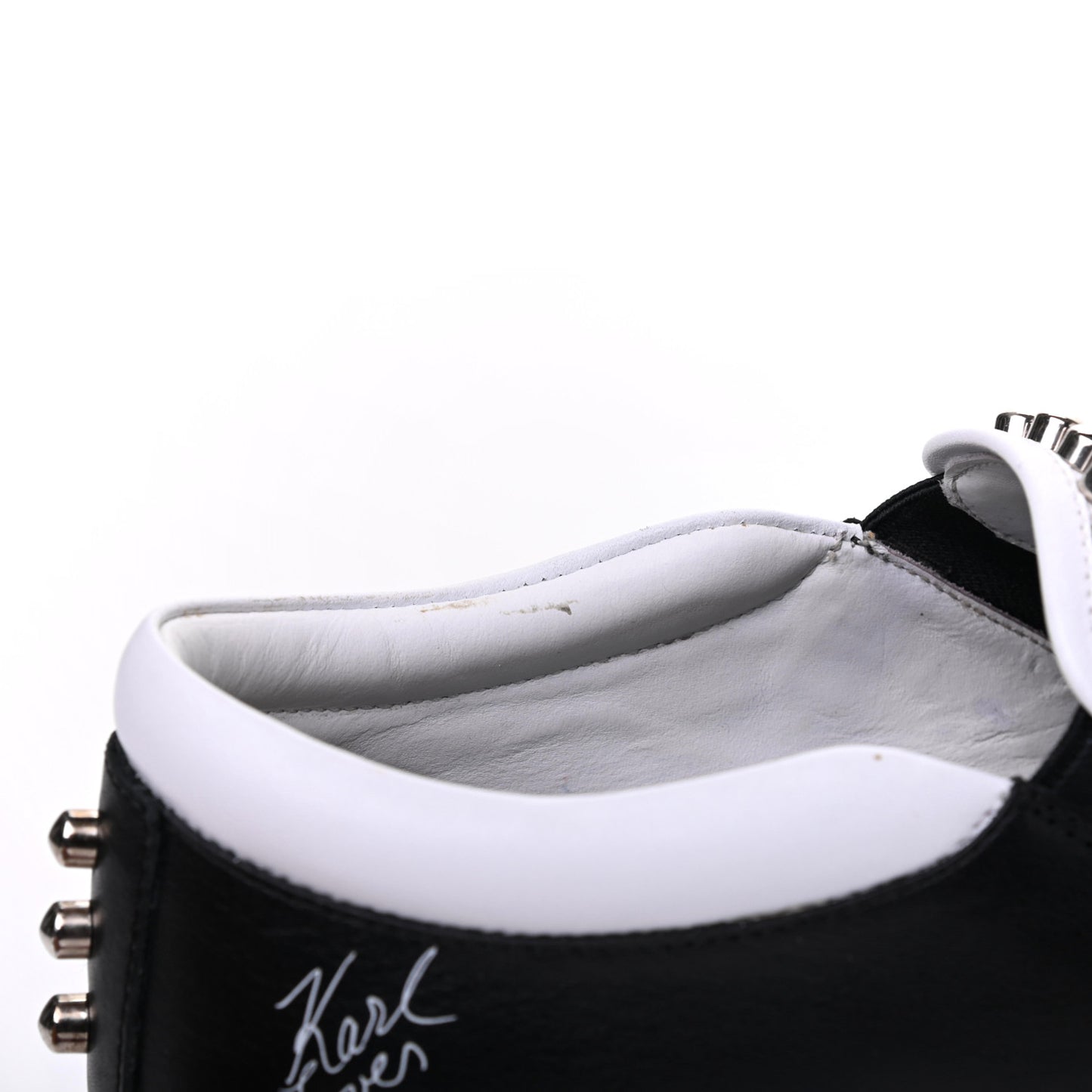 Calfskin Studded Karlito Slip On Sneaker 36 Black