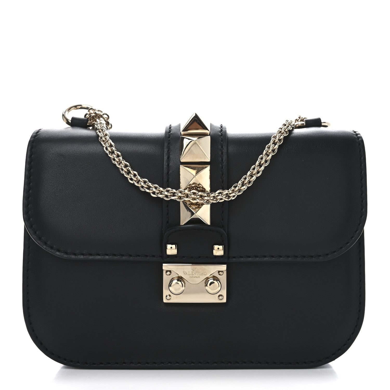 Valentino Garavani Vitello Small Glam Lock Rockstud Flap Black 1 of 9