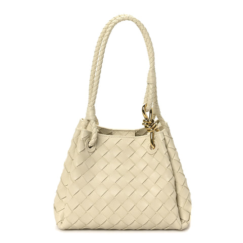 Nappa Intrecciato Small Parachute Shoulder Bag Sea Salt