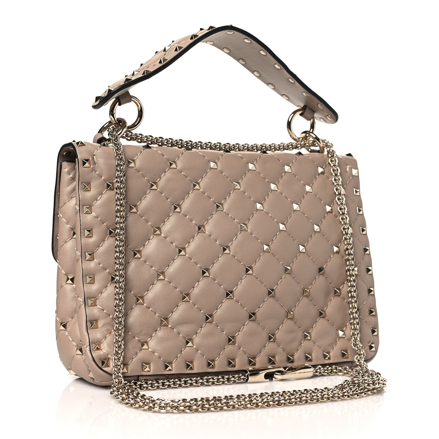 Valentino Garavani Nappa Medium Rockstud Spike Shoulder Bag Poudre 3 of 9
