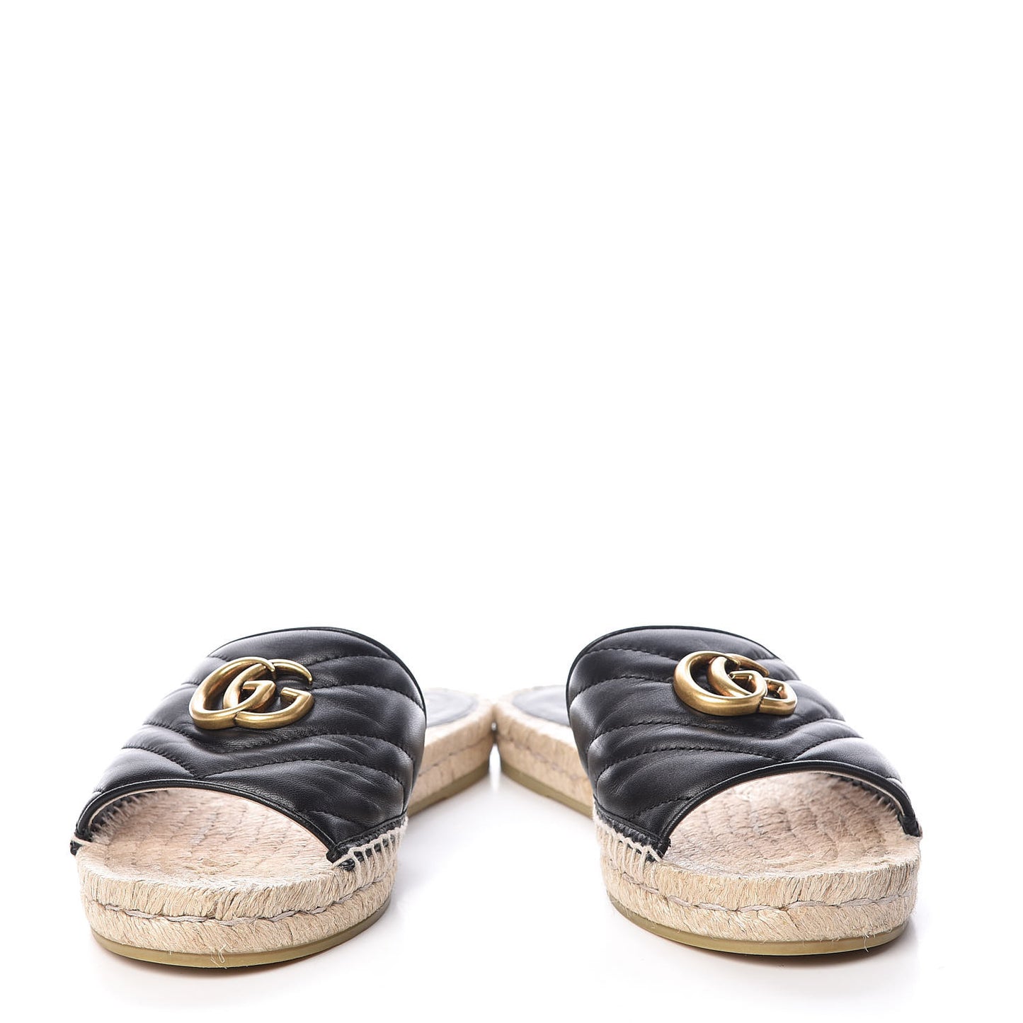 Nappa Matelasse GG Marmont Espadrille Slide Sandals 40.5 Black
