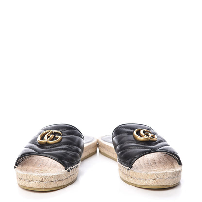 Gucci Nappa Matelasse GG Marmont Espadrille Slide Sandals 40.5 Black 5 of 12