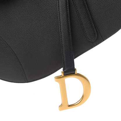 Christian Dior Grained Calfskin Saddle Bag Black 10 of 11