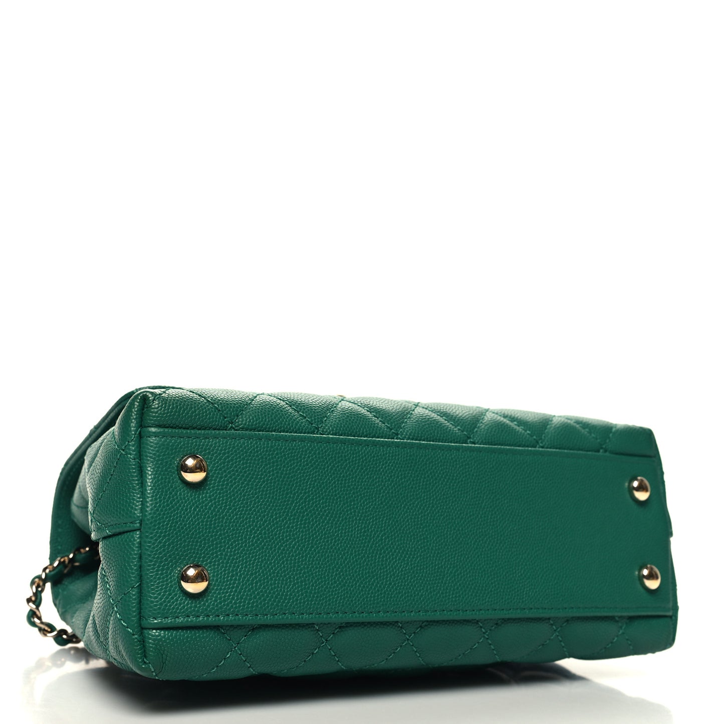 Caviar Quilted Mini Coco Handle Flap Green
