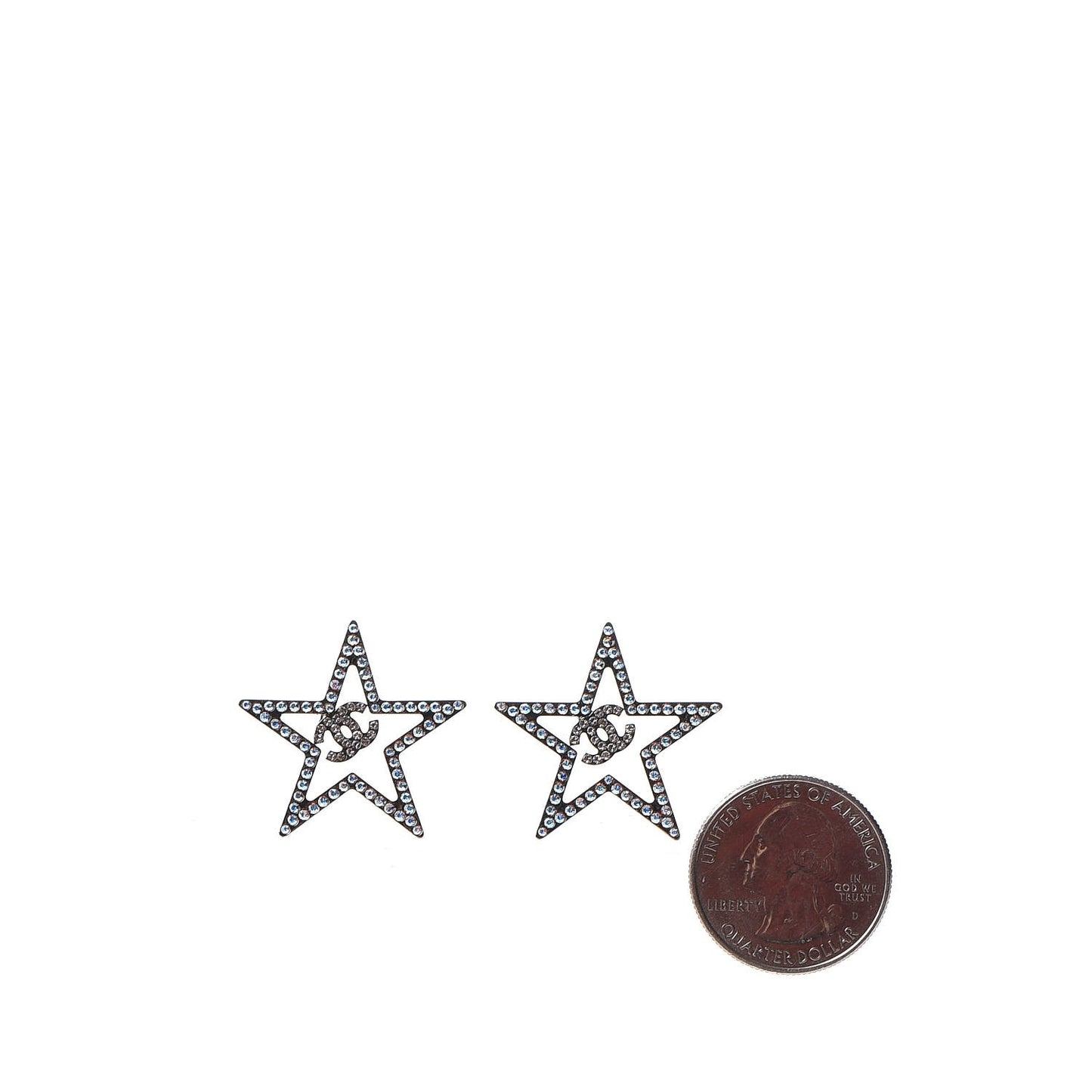Ruthenium Crystal Star CC Earrings Iridescent Pink