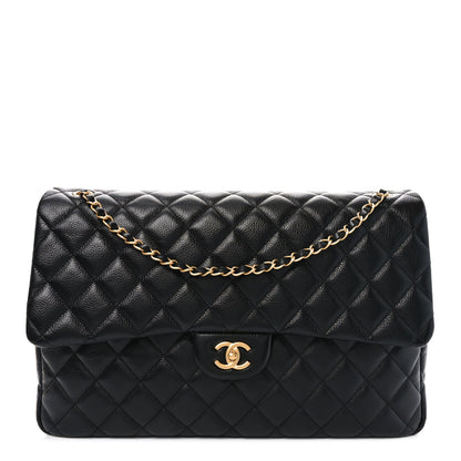 Chanel Grained Calfksin Quilted XXL Travel Flap Bag Black 1 of 10