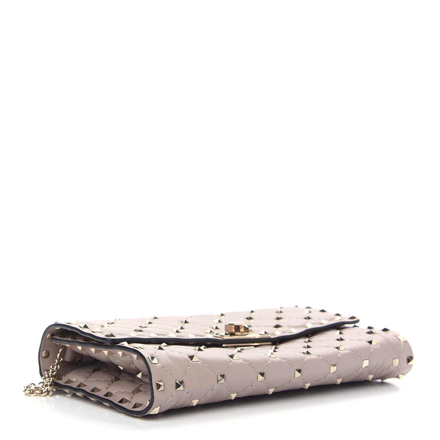 Valentino Garavani Lambskin Rockstud Spike Wallet on Chain Poudre 4 of 8