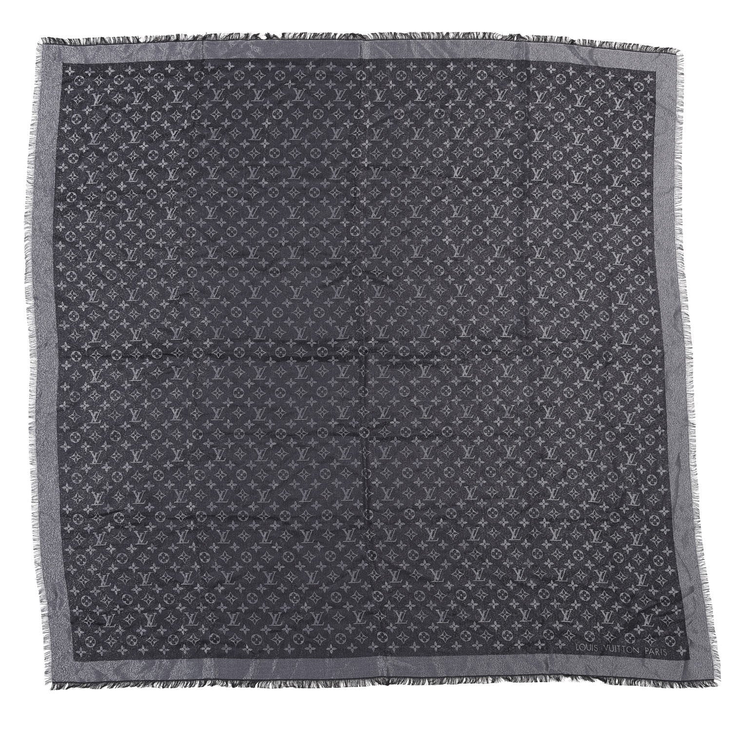 Louis Vuitton Silk Lurex Wool Monogram Shine Shawl Black 1 of 4
