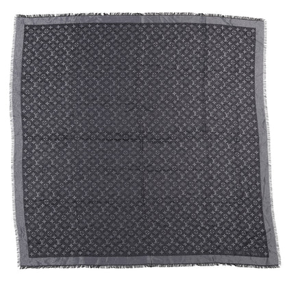 Louis Vuitton Silk Lurex Wool Monogram Shine Shawl Black 1 of 4