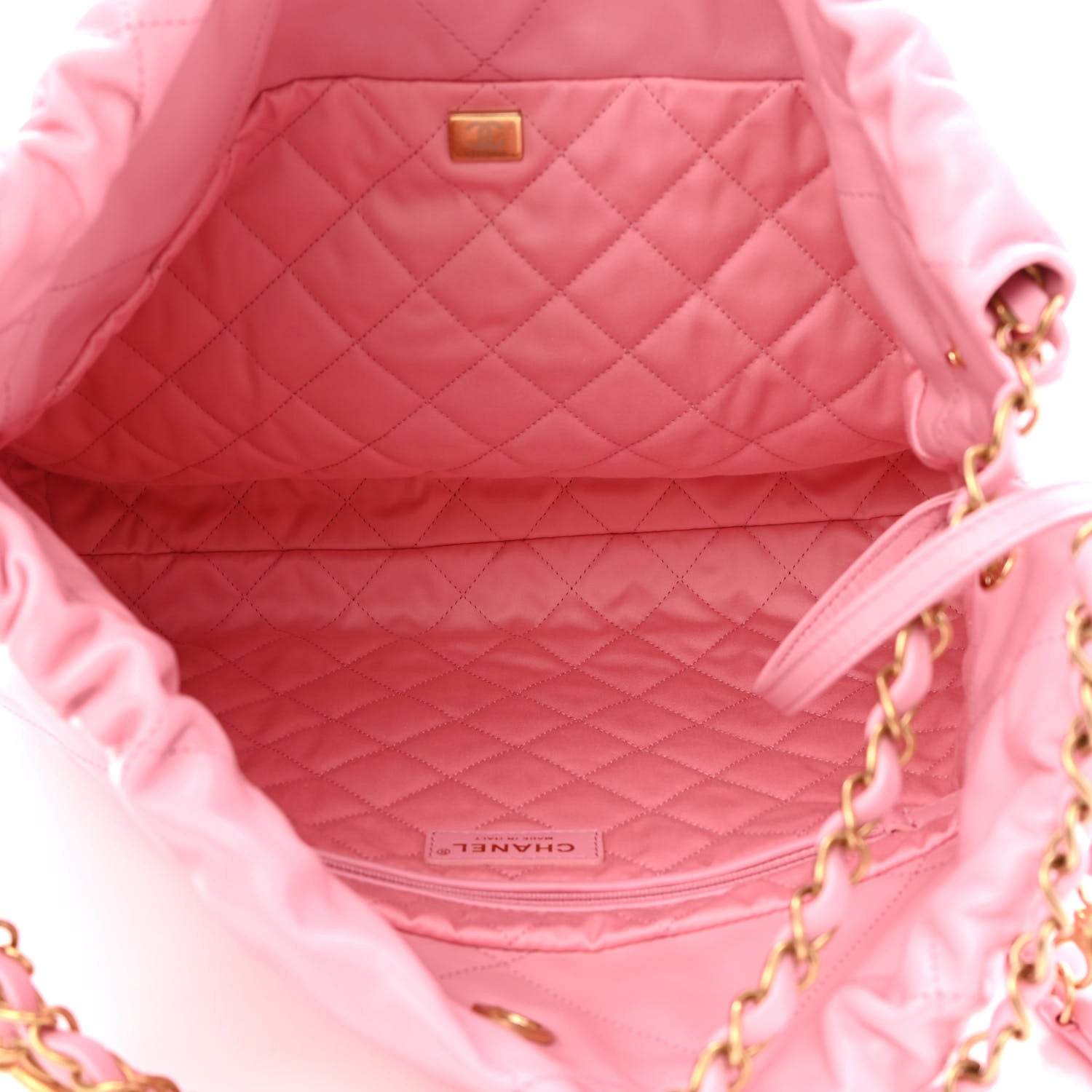 Chanel Shiny Calfskin Quilted Chanel 22 Drawstring Bag Light Pink 6 of 10