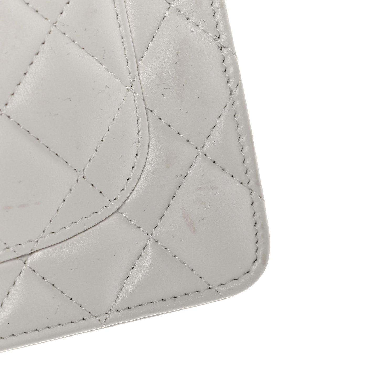 Lambskin Quilted Resin Chain Top Handle Wallet On Chain WOC White