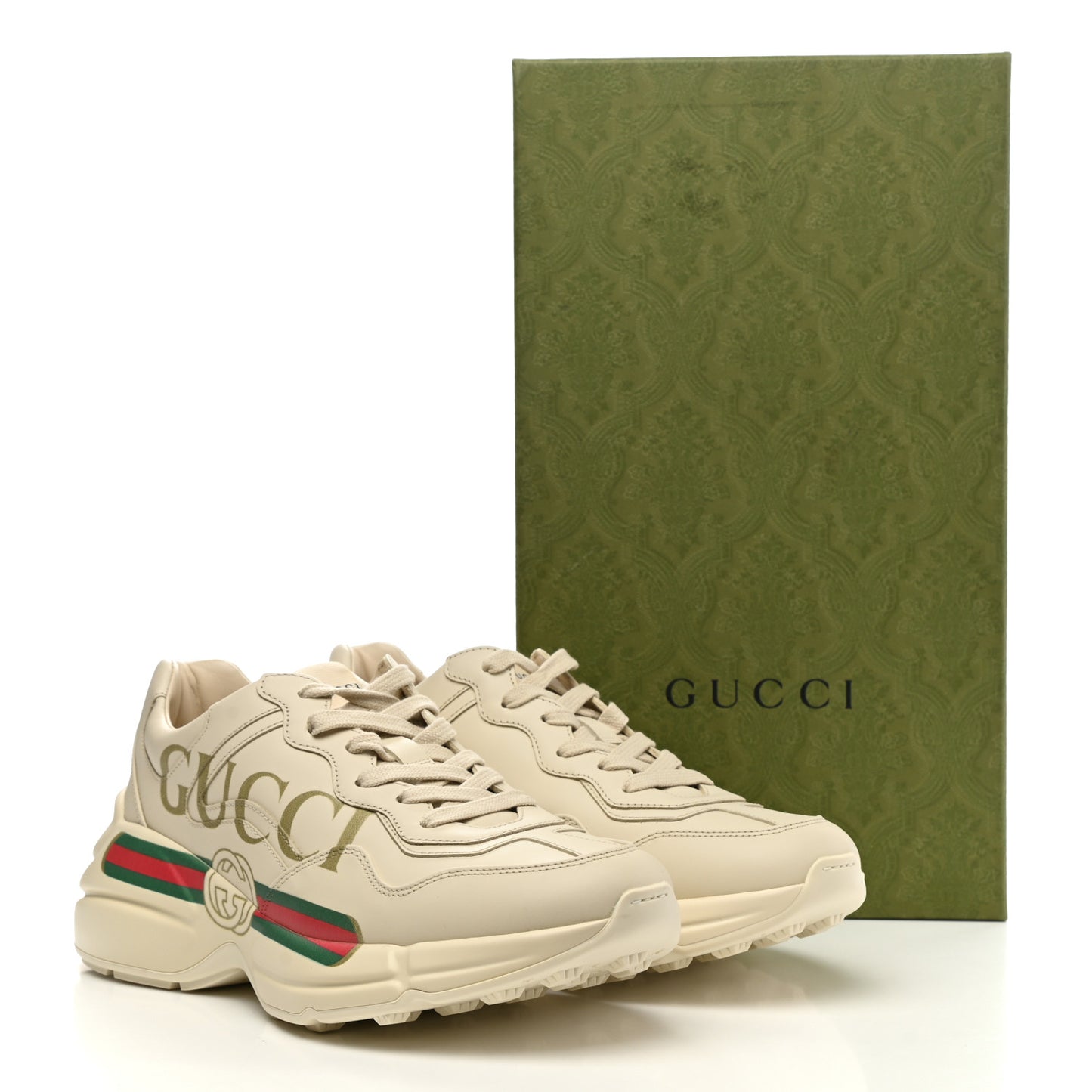 Calfskin Logo Womens Rhyton Sneakers 40 Ivory