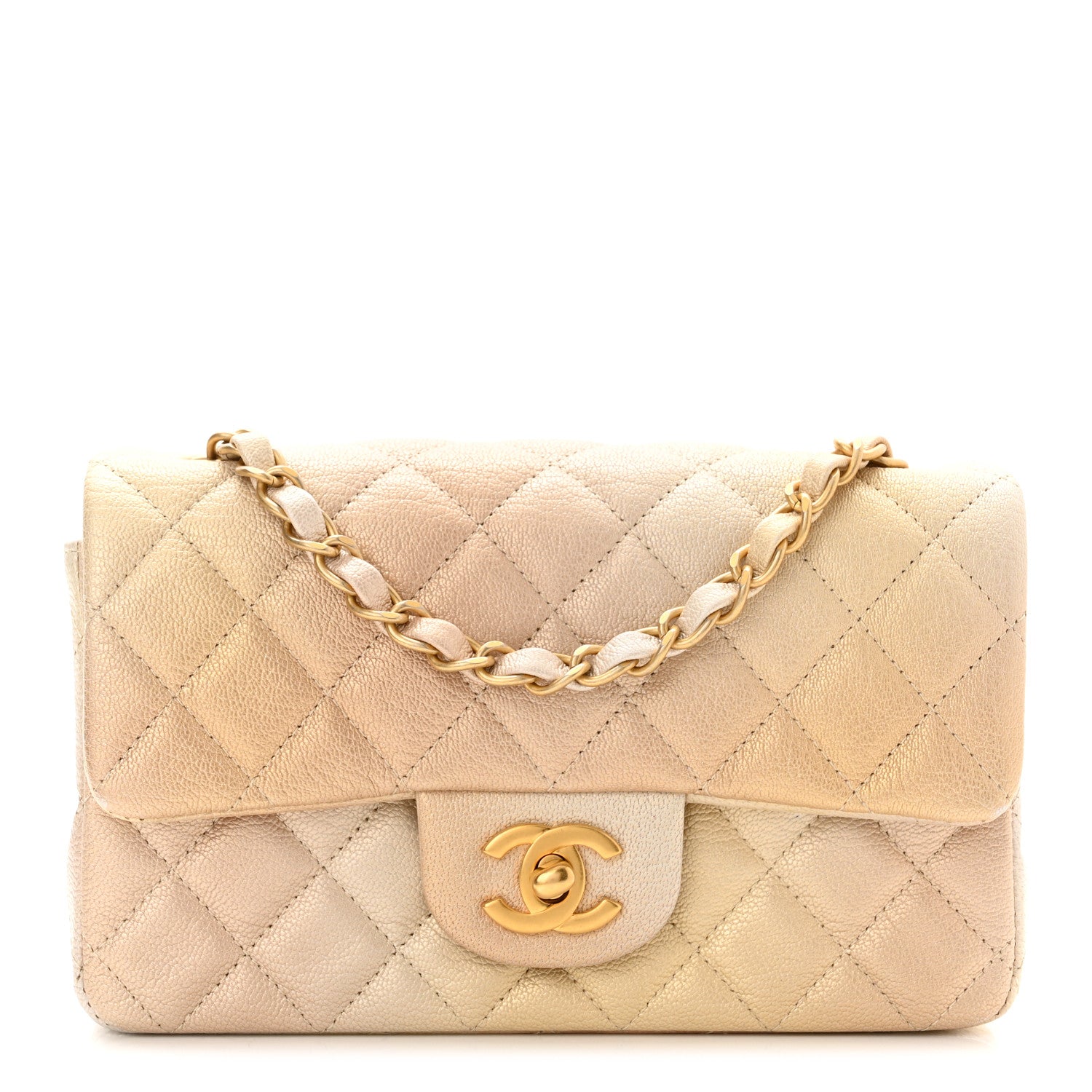Chanel Metallic Goatskin Quilted Mini Rectangular Flap Gold 1 of 11