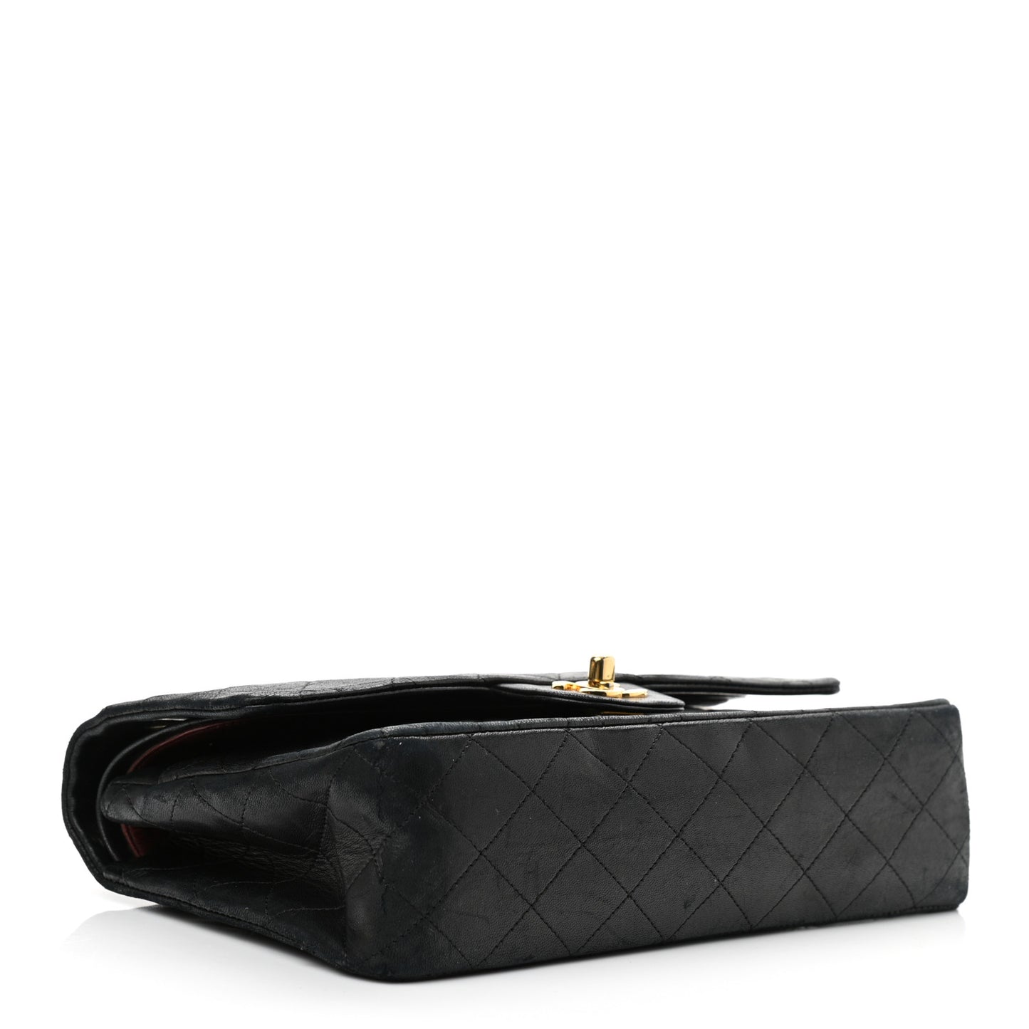 Lambskin Quilted Medium Double Flap Black
