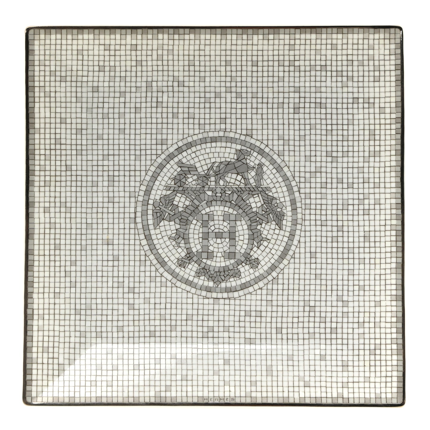 Porcelain Mosaique Au 24 Platinum Square Plate N°3