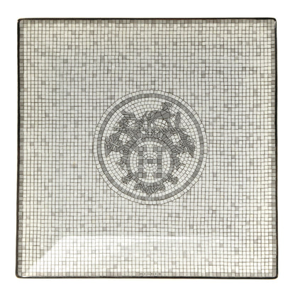 Hermes Porcelain Mosaique Au 24 Platinum Square Plate N°3 1 of 7