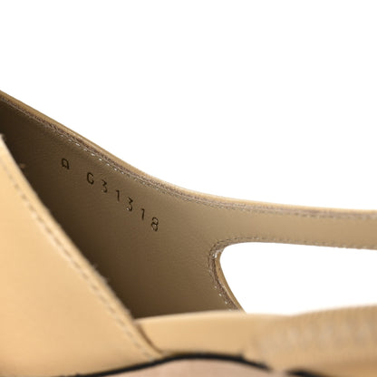 Chanel Goatskin Grosgrain Cap Toe CC Slingback Pumps 39 Beige Black 8 of 9