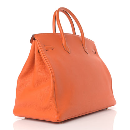Hermes Taurillon Clemence Birkin 40 Orange 2 of 19