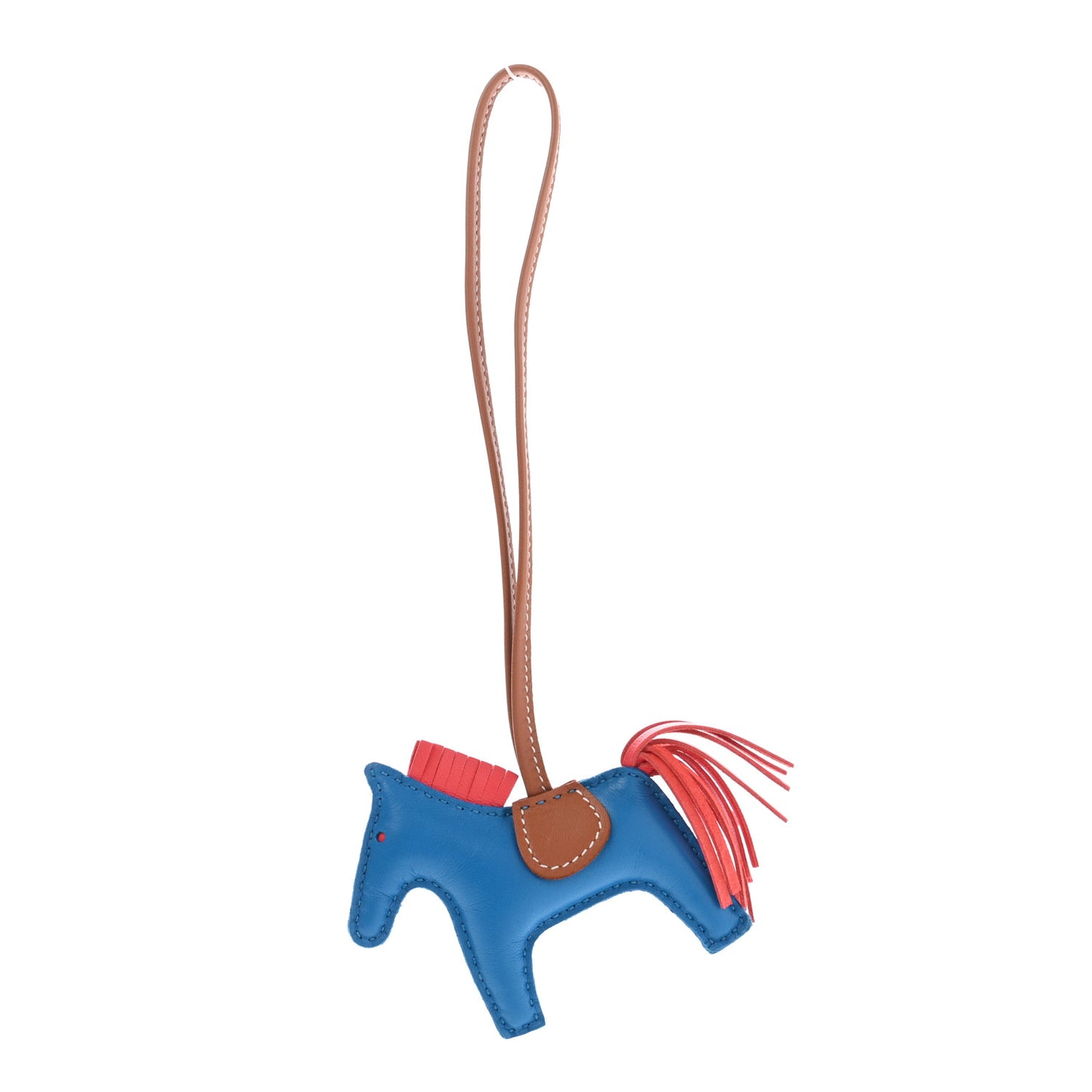 Milo Lambskin Grigri Rodeo Horse Bag Charm PM Blue Zanzibar Rose Texas Gold