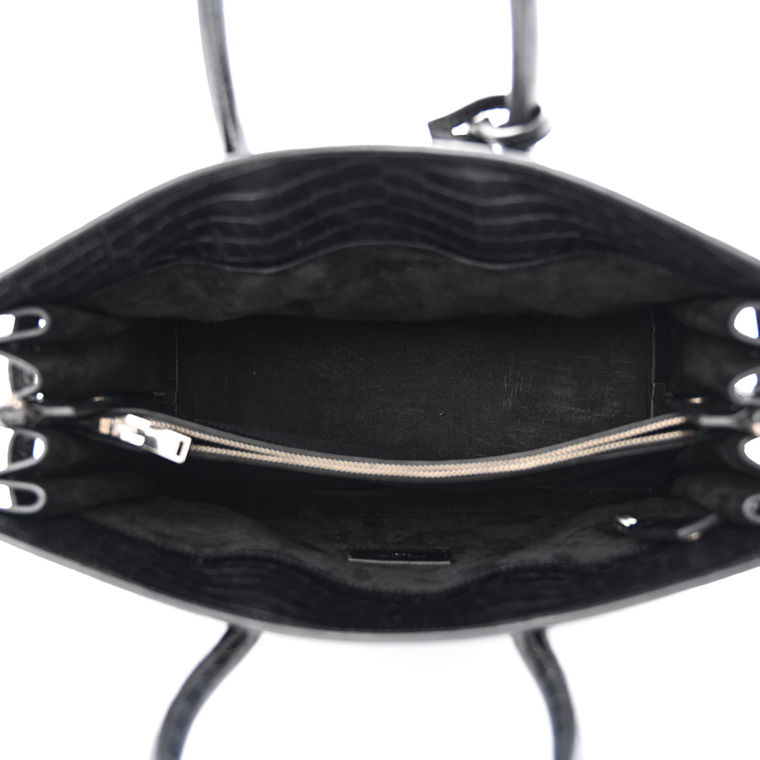 Saint Laurent Calfskin Crocodile Embossed Small Supple Sac de Jour Black 5 of 13