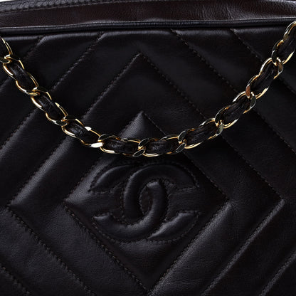 Chanel Lambskin Chevron Quilted Tassel Camera Case Brown 10 of 11